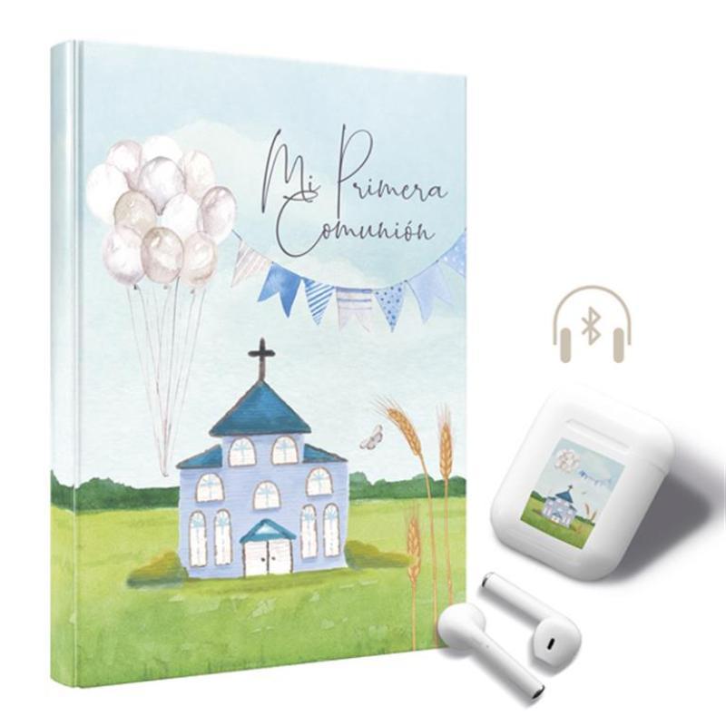 LIBRO COMUNION IGLESIA AZUL + AURICULARES