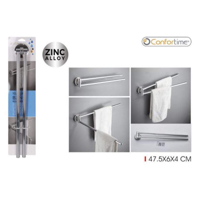TOALLERO BAÑO SILVER METAL DOBLE