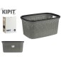 CESTA PLASTICO RATTAN ROPA 36 L GRIS