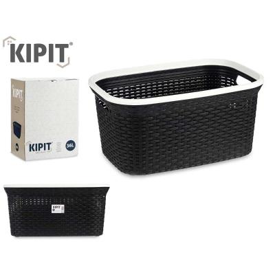 CESTA PLASTICO RATTAN ROPA 36 L NEGRO