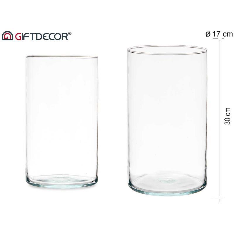 JARRON CRISTAL CILINDRICO 30 CM DIAM 17 CM