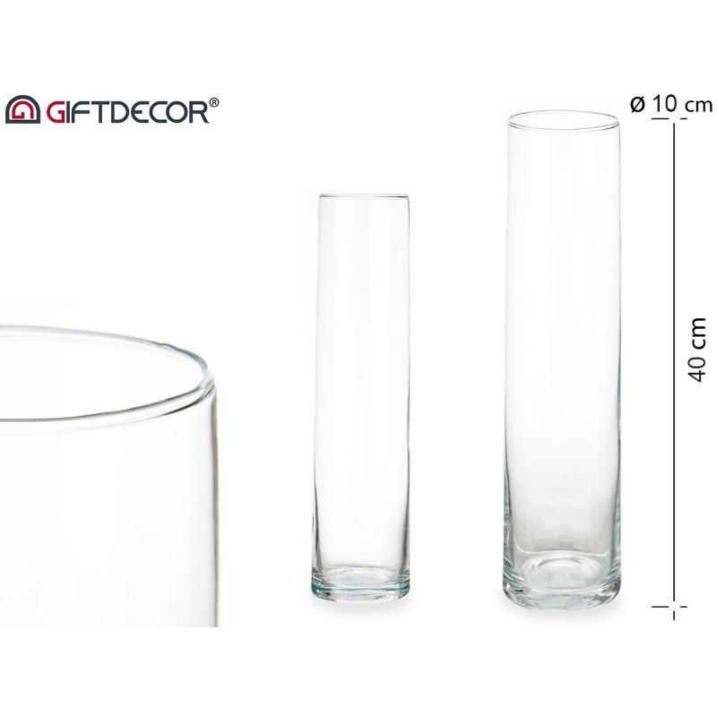JARRON CRISTAL CILINDRO 40 CM DIAM 10 CM