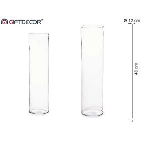 JARRON CRISTAL CILINDRO 40 CM DIAM 12 CM