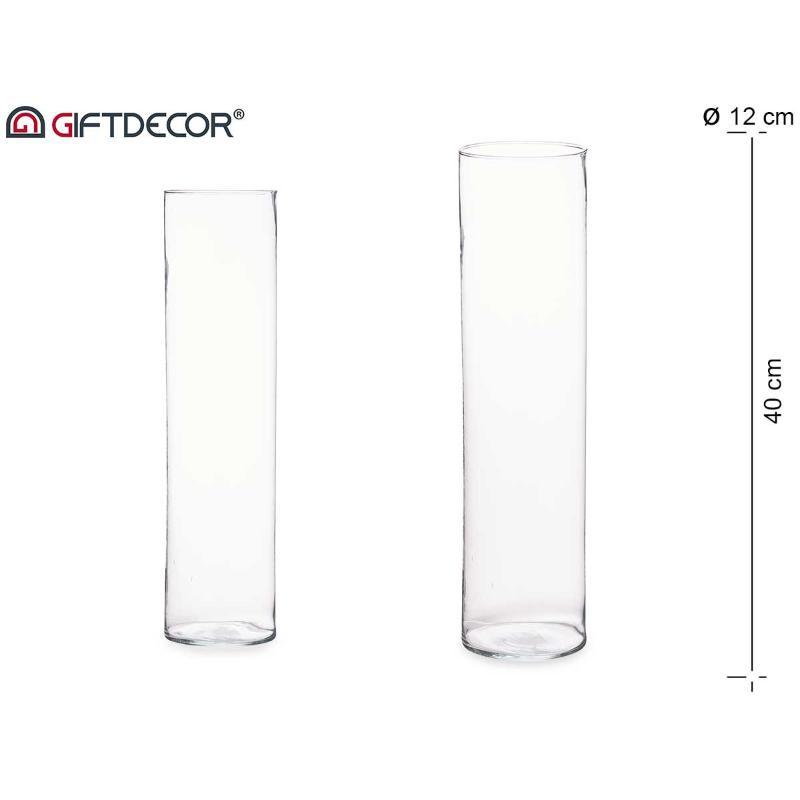 JARRON CRISTAL CILINDRO 40 CM DIAM 12 CM