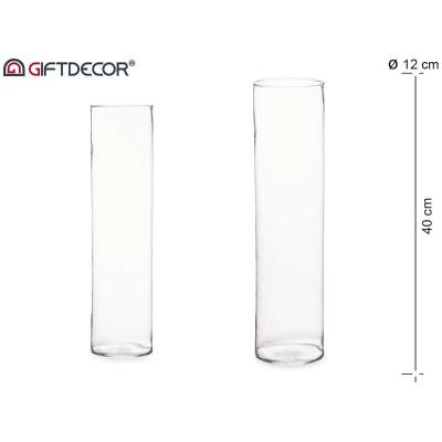 JARRON CRISTAL CILINDRO 40 CM DIAM 12 CM