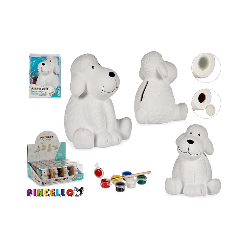HUCHA PERRO CERAMICA COLOREAR 10X13X11 CM.