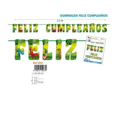 GUIRNALDA DINO JURASSIC FELIZ CUMPLEAÑOS