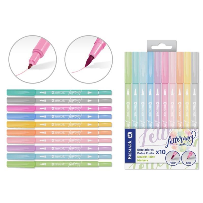 ROTULADORES DOBLE PUNTA LETTERING PASTEL 10 UDS