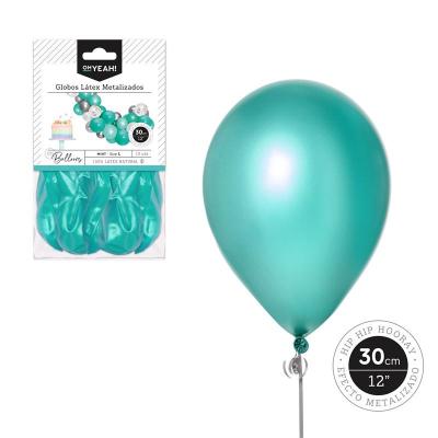 GLOBO MINT METALIZADO 30 CM LATEX 10 UDS