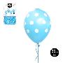 GLOBO DECORADO DOTS AZUL PASTEL 30 CM LATEX 8 UDS