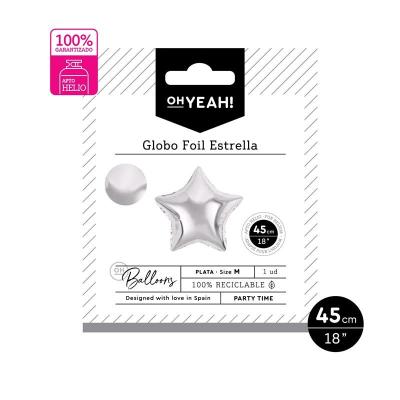 GLOBO POLIAMIDA ESTRELLA PLATA METALIZADO 45 CM - 18