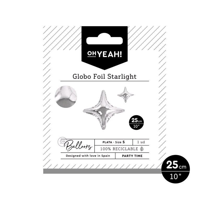 GLOBO POLIAMIDA STARLIGHT PLATA METALIZADO 25 CM