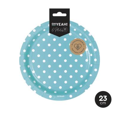 PLATO LLANO DOTS MINT 23 CM CARTON 6 UND