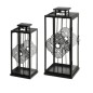S/2 FAROL PORTAVELAS METAL-CRISTAL NEGRO 20X20X46CM