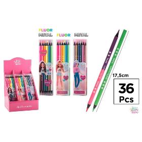 LAPICES BICOLOR FLUOR Y METAL 6 UD