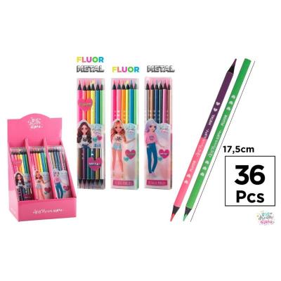 LAPICES BICOLOR FLUOR Y METAL 6 UD