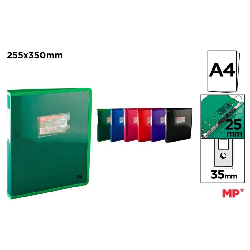 CARPETA 4 ANILLAS TRANSPARENTE A4 COLORES