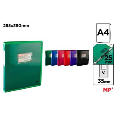 CARPETA 4 ANILLAS TRANSPARENTE A4 COLORES