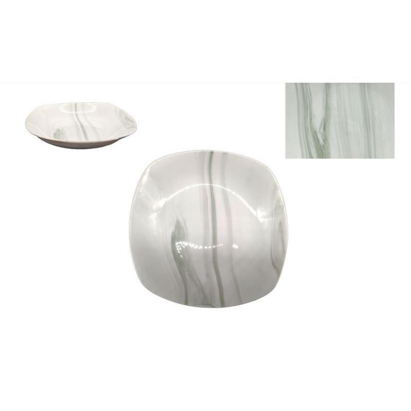 PLATO HONDO 21 CM CUADRADO MARMOL GRIS