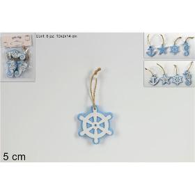 FIGURAS DE MADERA DECORAZ MARINE 6PZ 8 ASS