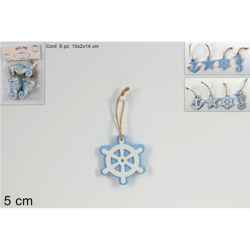 FIGURAS DE MADERA DECORAZ MARINE 6PZ 8 ASS