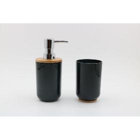 JGO BAÑO 2 PIEZAS PVC/BAMBU NEGRO