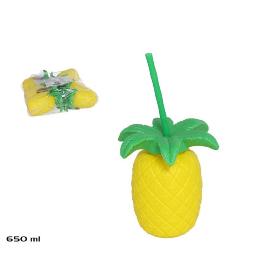 VASO PIÑA 650 ML C/CAÑITA