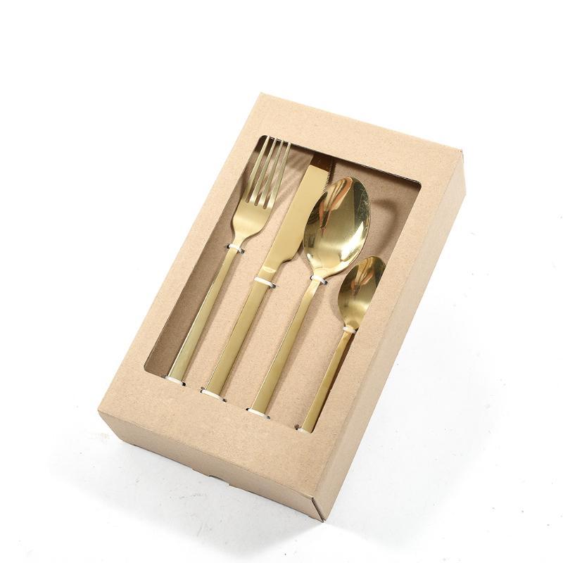 SET 24 CUBIERTOS DE ORO BRILLO EN ACERO EN CAJA