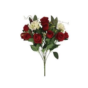 RAMO ROSAS HYDRANGEA X13-52 CM ROJO