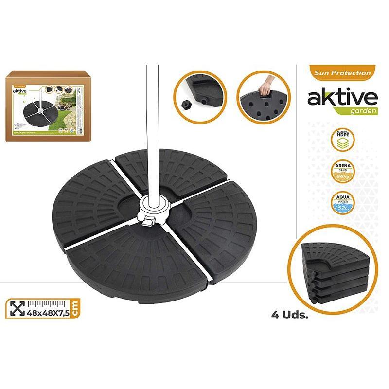 SOPORTE PARASOL 4 PZAS PLASTICO 48X48X7.5 CM