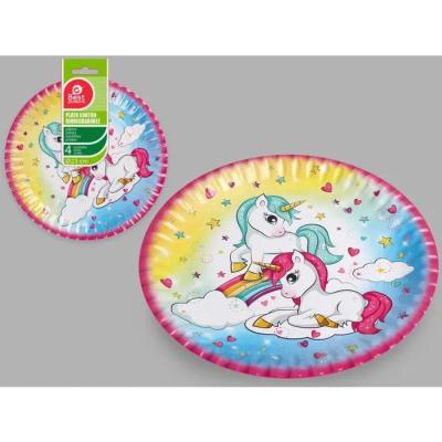 S/4 PLATO LLANO DISEÑO UNICORNIO  23 CM