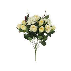 RAMO ROSAS HYDRANGEA X13-52 CM CREMA