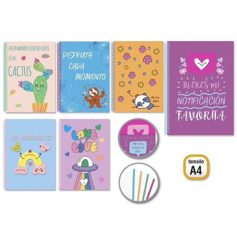 CUADERNO A4 120 HOJAS C/ SOBRE FRASES