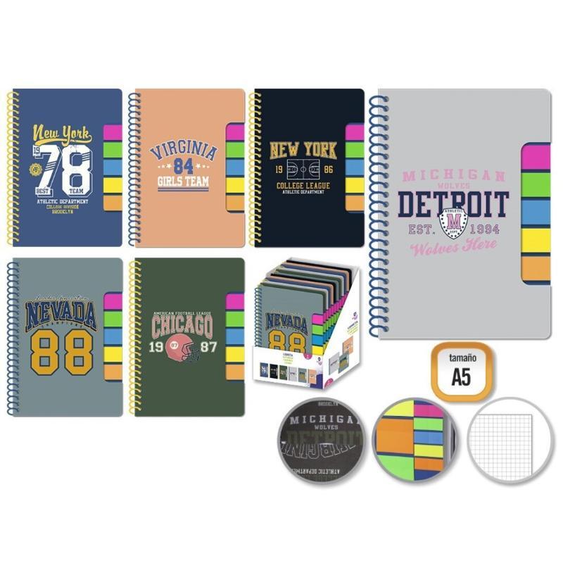 CUADERNO ESPIRAL A5 COLLEGE 80H TACOS DE NOTAS 80G
