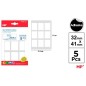 ETIQUETAS BLANCAS D=32X41 MM 45U 5HOJAS