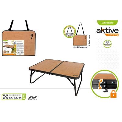 MESA CAMPING PLEGABLE ALU 60X40X25 CM BAMBU AKTIVE