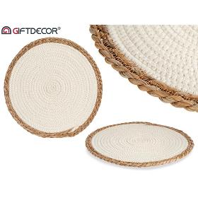 TAPETE BLANCO BORDE NATURAL 35 CM