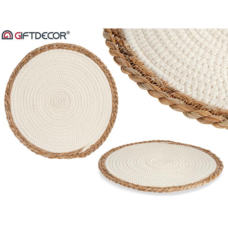 TAPETE BLANCO BORDE NATURAL 35 CM