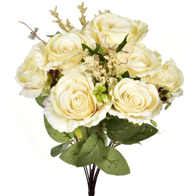 RAMO ROSAS 50 CM CREMA