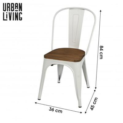 SILLA EN METAL BLANCA MATE CON ASIENTO MADERA