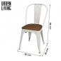 SILLA EN METAL BLANCA MATE CON ASIENTO MADERA