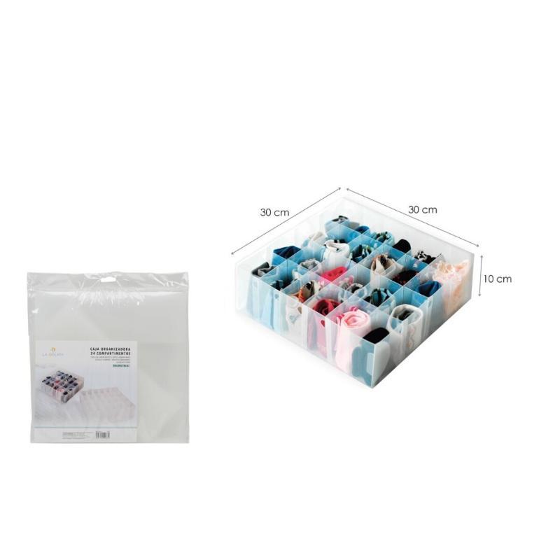 CAJA ORGANIZADORA PVC 24 COMPART. 30X30X10 CM