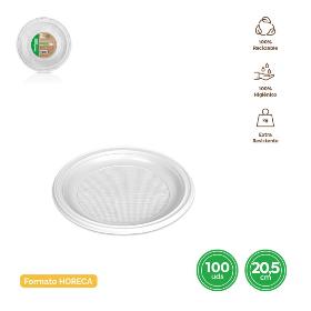 PLATO LLANO REDONDO BLANCO 20.5 CM. REUTILIZABLE