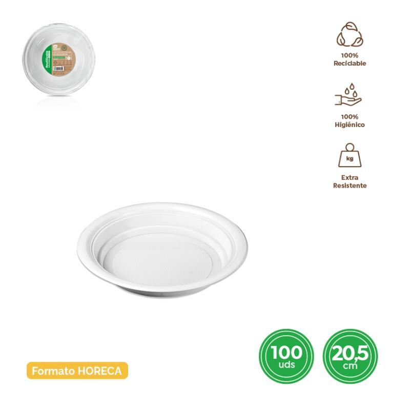 PLATO HONDO REDONDO BLANCO 20.5 CM.