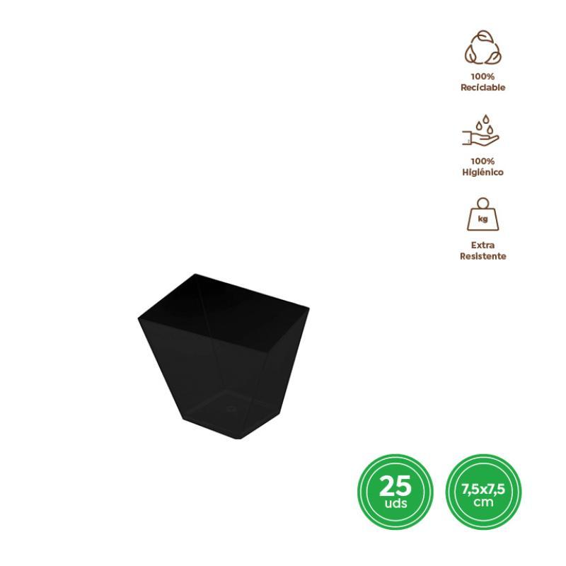 BOL CUADRADO ASIM NEGRO 7.5X7.5 CM. REUTILIZABLE
