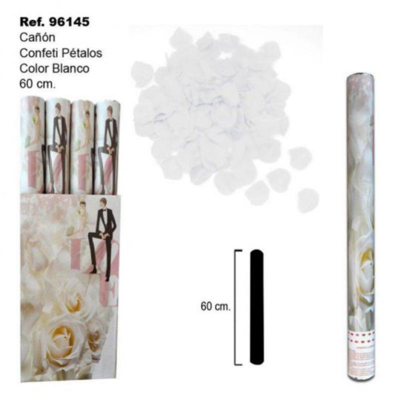 CAÑON CONFETI PETALOS BLANCOS 60 CM