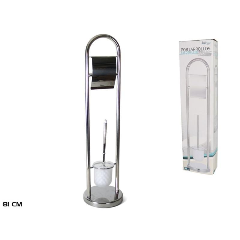 PORTAROLLOS CON ESCOBILLERO 81 CM - ACERO