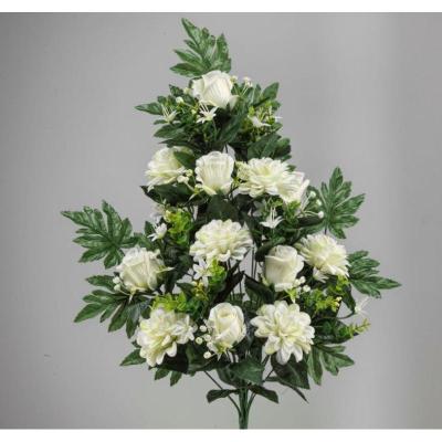 RAMO PALMA CAPULOS ZINNIAS X18 69 CM CREMA