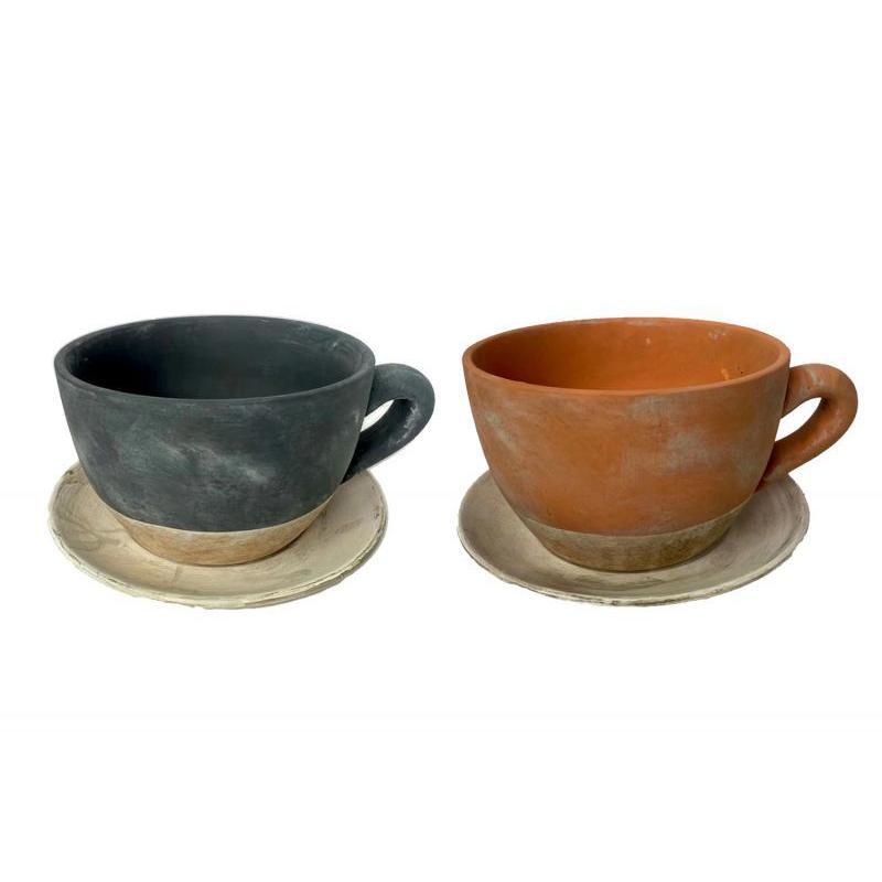 TAZA MACETERO C/PLATO EN 2 DEC 29*23*14 CM