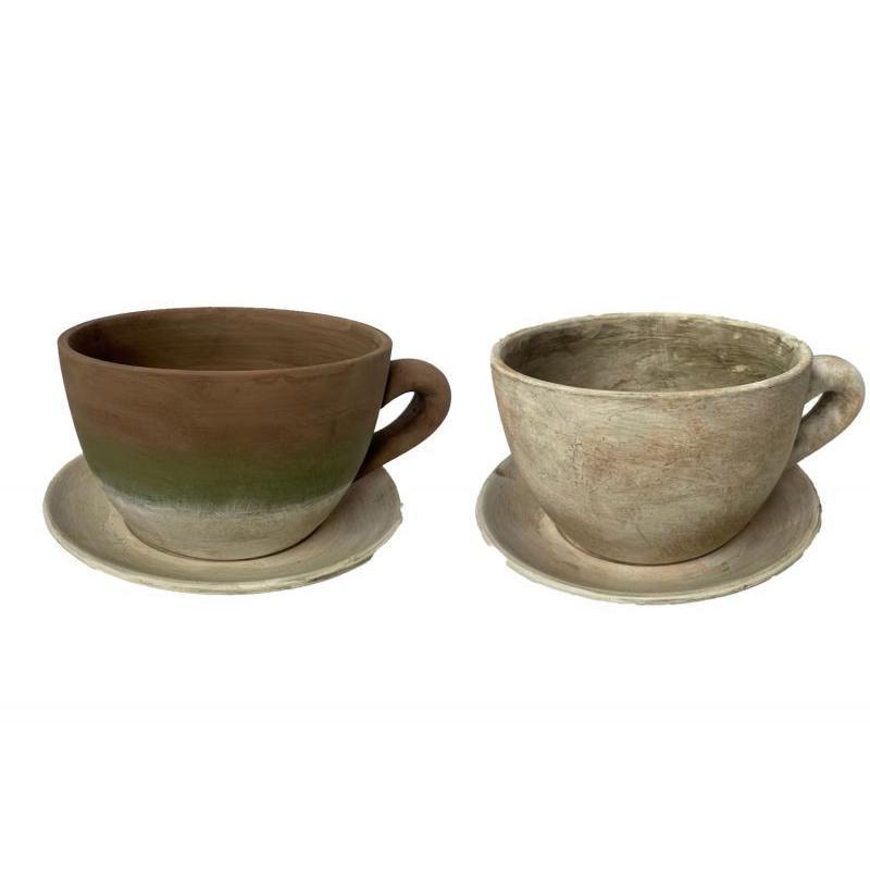 TAZA MACETERO C/PLATO EN 2 DEC 29*23*14 CM